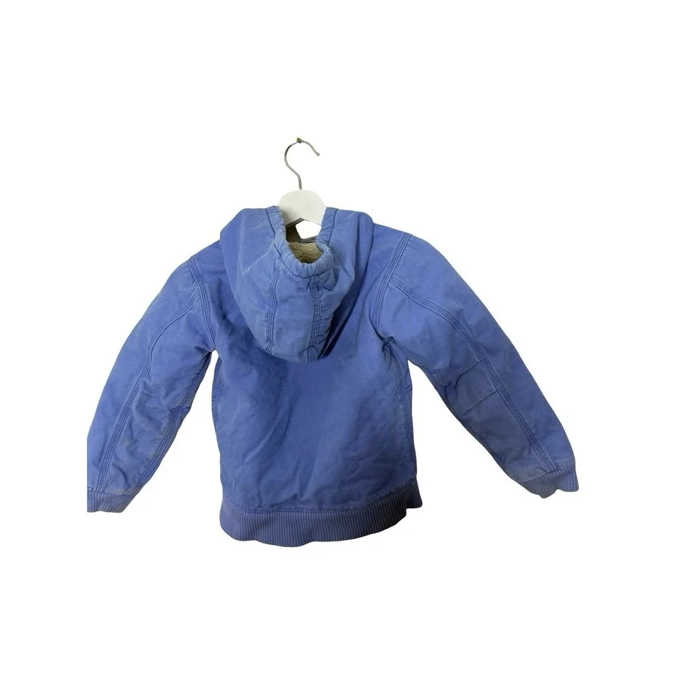 Carhartt Canvas Jacket  Girls 6X‎ Purple Hooded Sherpa Lined Coat